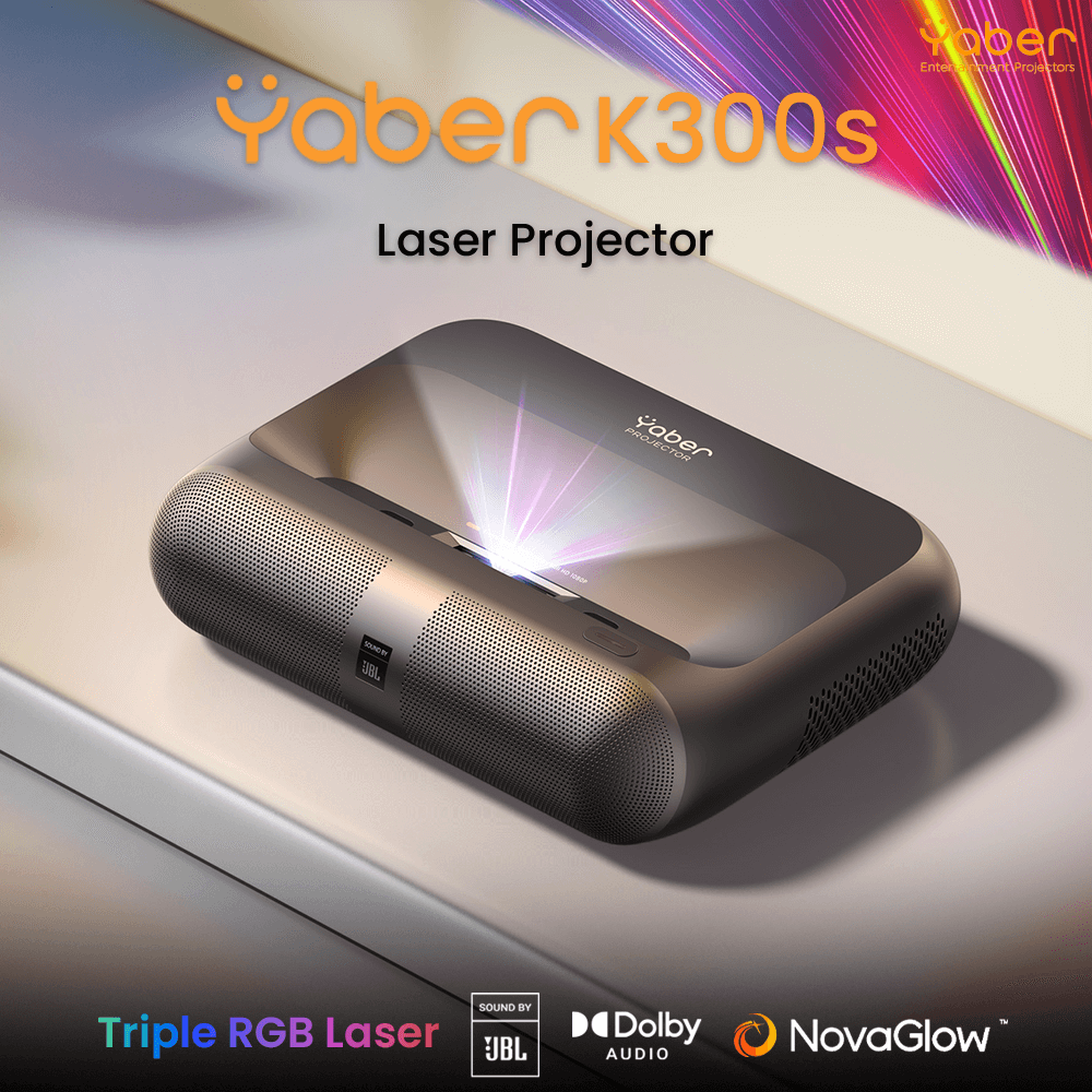โปรเจคเตอร์ YABER K300S LASER PROJECTOR สีดำ UST คมชัด 1080P สว่าง 1000 ANSI ลำโพง JBL